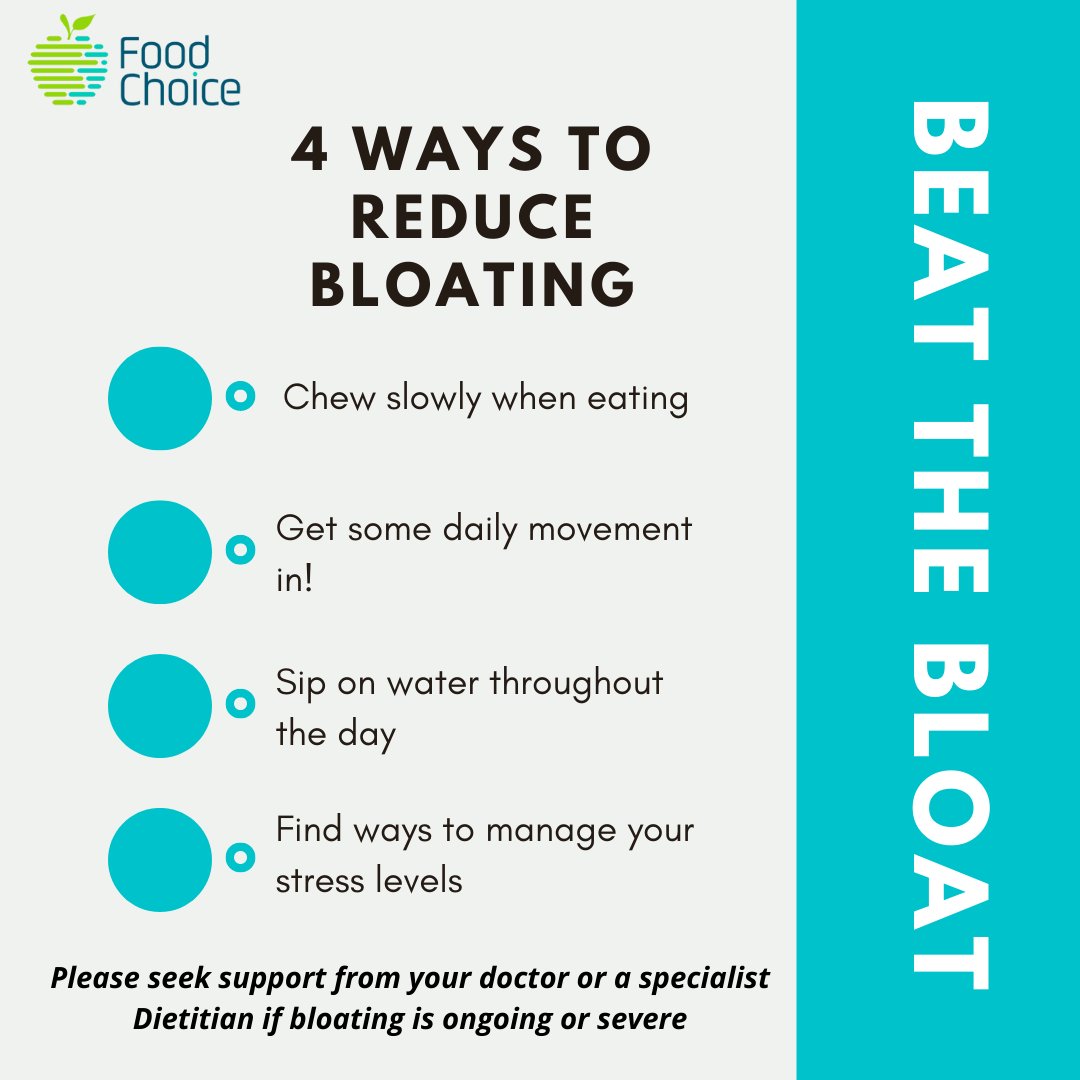 Bloating causes discomfort for many of us!

Reducing consumption of highly processed foods and sweeteners can help to reduce bloating.

However, chewing mindfully, regular activity, hydration and managing our stress levels are important too!