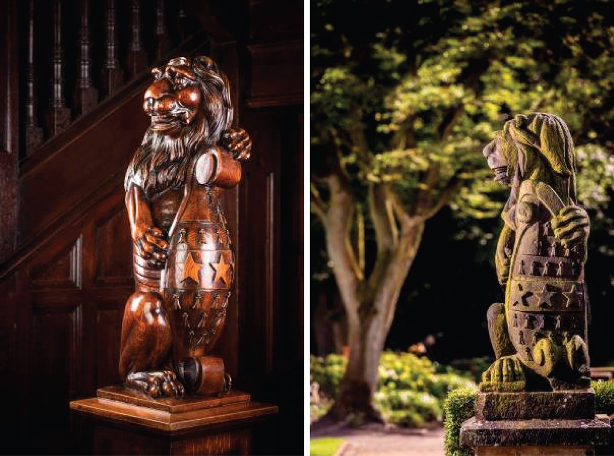 The majestic Lister Lion featuring the Lister Family Coat of Arms standing guard in and around Shibden Hall and Park, Halifax. Created by Anne Lister in the 1830s .
#BringBackGentlemanJack @BBC @LookoutPointTV 

Photographs courtesy of @ShibdenHall .