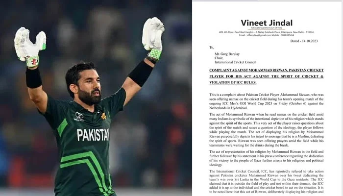 Indian lawyer files complaint to ICC against Muhammad Rizwan

#MuhammadRizwan #VineetJindal #ICCCricketWorldCup23