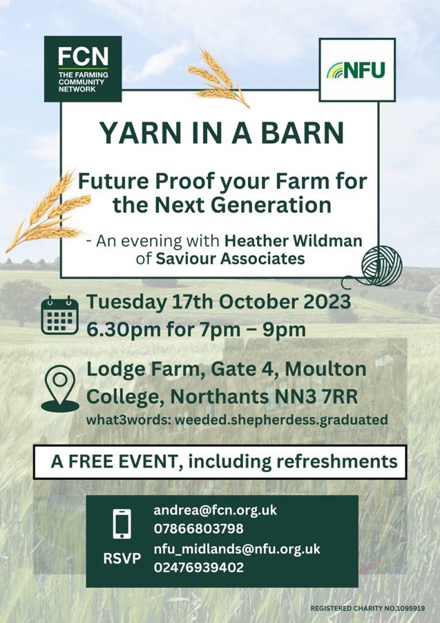 This incredibly useful event is occurring tomorrow (17th October) for @NFULNR @NFUEastMidlands members in association with @FCNcharity 👇 It’s never too early to start thinking about this existential issue for the future of your farm business.