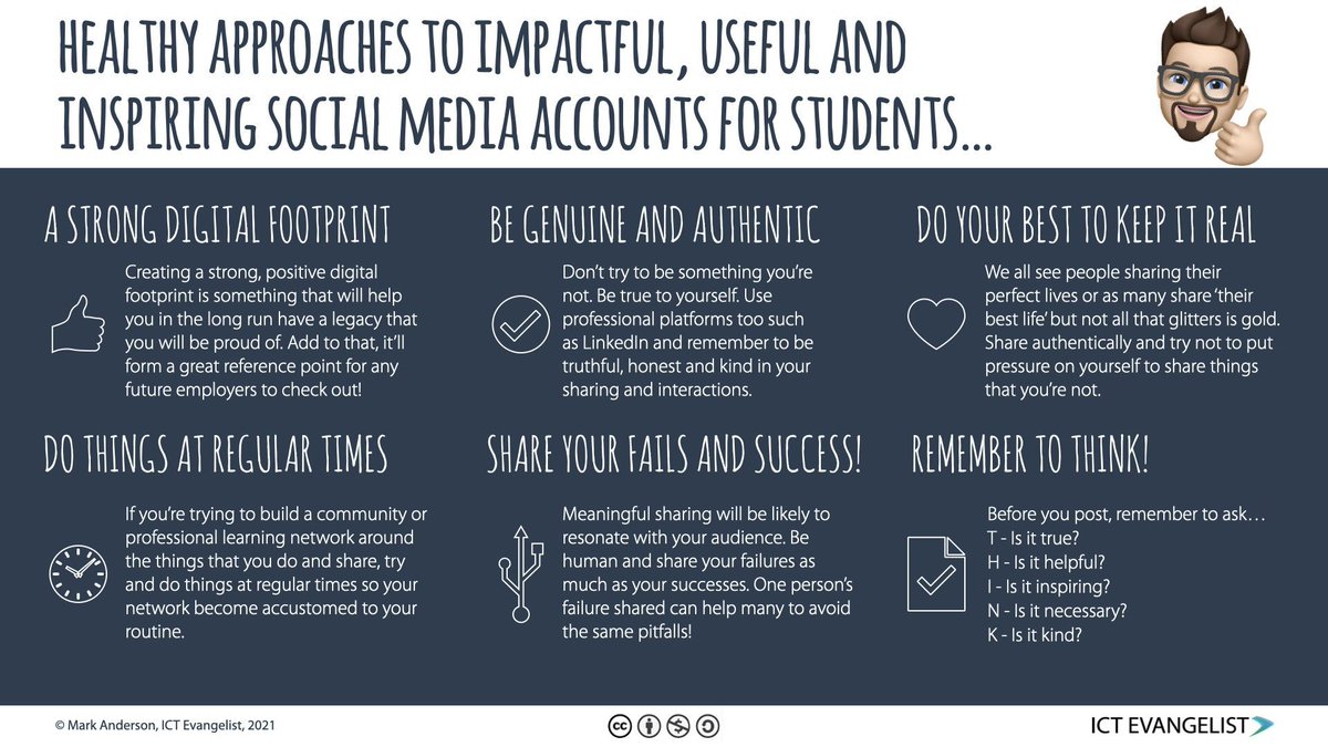 ICTEvangelist's tweet photo. Morning! Did you know it's #DigitalCitizenshipWeek? With that in mind, here's a helpful poster on healthy approaches to using social media to share and discuss with students #EdTech #AIinEDU #EduTwitter https://t.co/rDo7m4uycE
