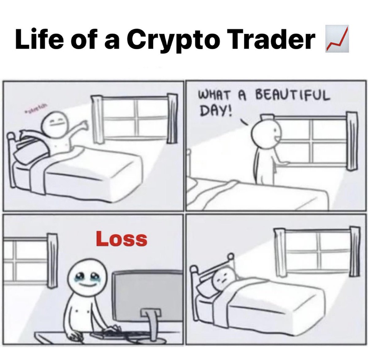 Perfectly represents a losing day in the #Crypto trading life