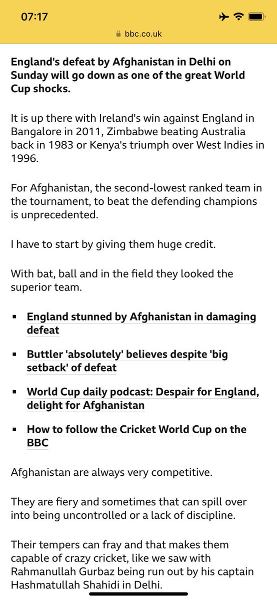 Matthew23P's tweet photo. @BdJcricket More nonsense. Comparing it to Kenya beating the West Indies in 1996 😂 https://t.co/eZKWRkjpuK