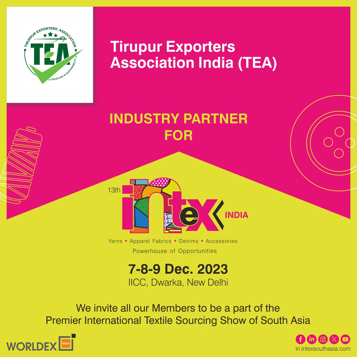 intexfair's tweet photo. Intex is pleased and honoured to have them onboard as our industry partner.

🌐 Pre-register now to attend: https://t.co/ameS7lDsXc
☎️ For more information, contact: Zahir Merchant +91 9820028359
@CITIindia_com @TNFMA1 @TirupurExporter https://t.co/cKMTuQGcq4