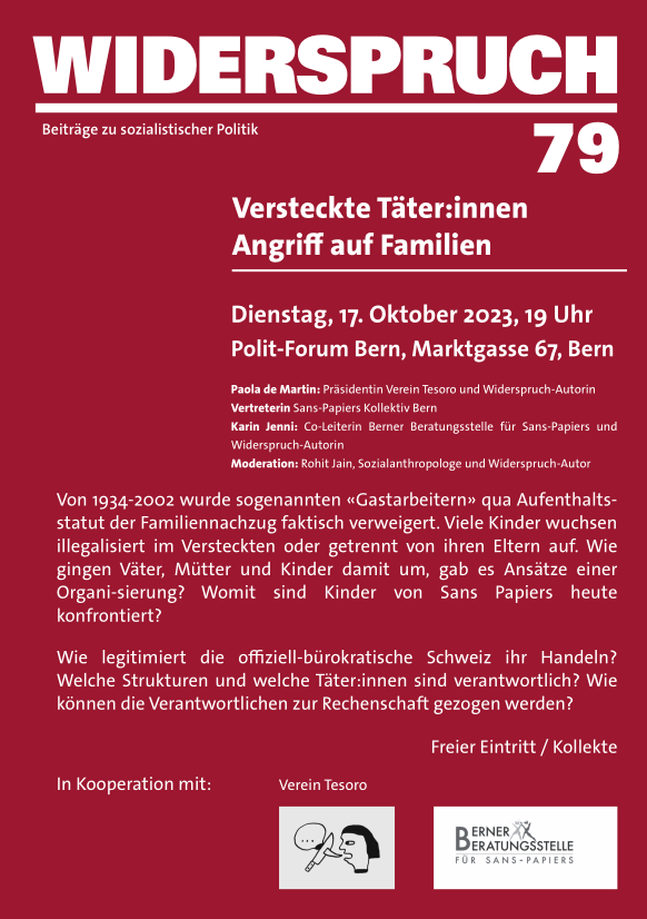 WSP_Zeitschrift's tweet photo. Morgen ab 19 Uhr im @PolitForumBern 

Versteckte Täter:innen - Angriff auf Familien
In Zusammenarbeit mit @SansPapiersBern und Verein Tesoro

Mehr Infos: https://t.co/m5aynX1X94 https://t.co/6WQM137wnu