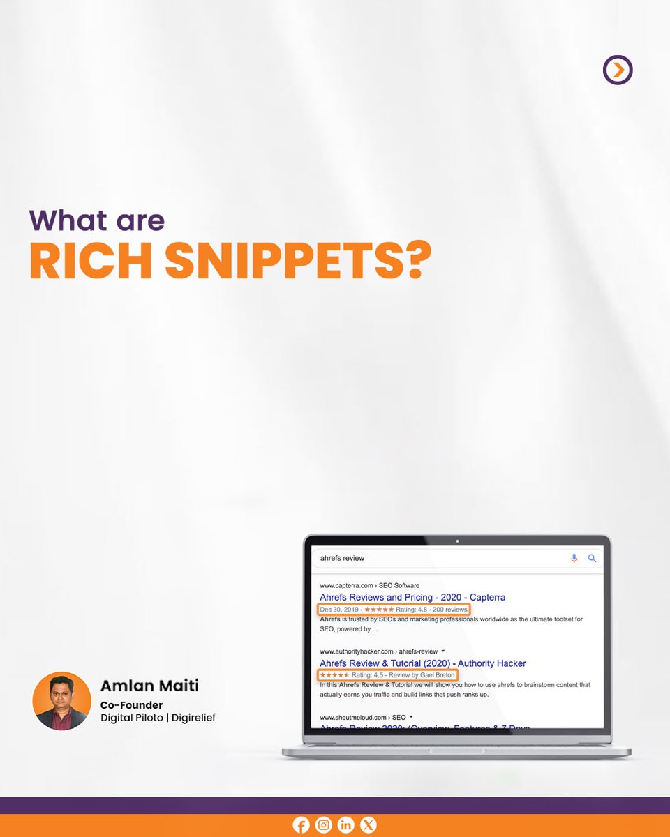 amlanmaiti89's tweet image. Rich snippets can really make your search results more informative and appealing.😄

Visit: digitalpiloto.com

#Snippets | #WebPageOptimization | #WebPageRanking | #SEO