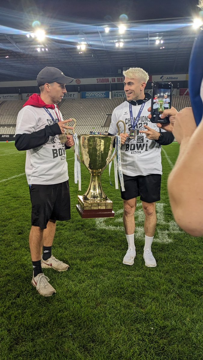 CoachDaveSaul's tweet photo. When you win a German Bowl to avoid going to Therapy @coachviger https://t.co/im6j5MEQ3X