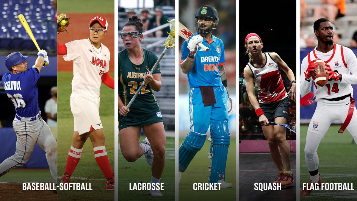IOC Session approves @LA28’s proposal for 5⃣ additional sports: ⚾Baseball/🥎softball, 🏏cricket, 🏈flag football, 🥍lacrosse and ⚫squash have been officially included as additional sports on the programme for the Olympic Games Los Angeles 2028. #LA28
