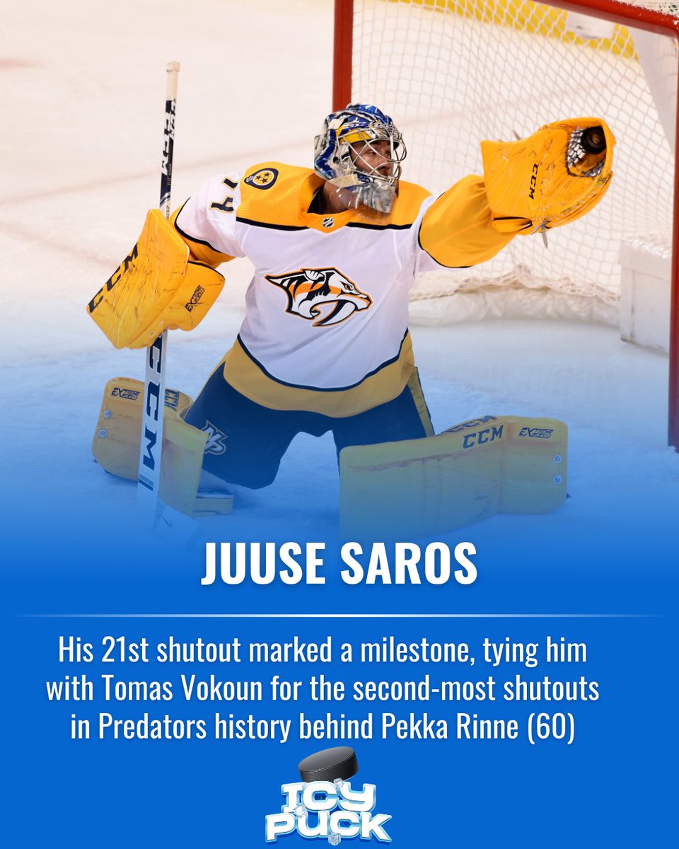 icy_puck's tweet photo. Do you believe he has what it takes to surpass Pekka Rinne's record?

#nhl #nashvillepredators #juusesaros #pekkarinne #icypuck https://t.co/Zen0pD5QE9