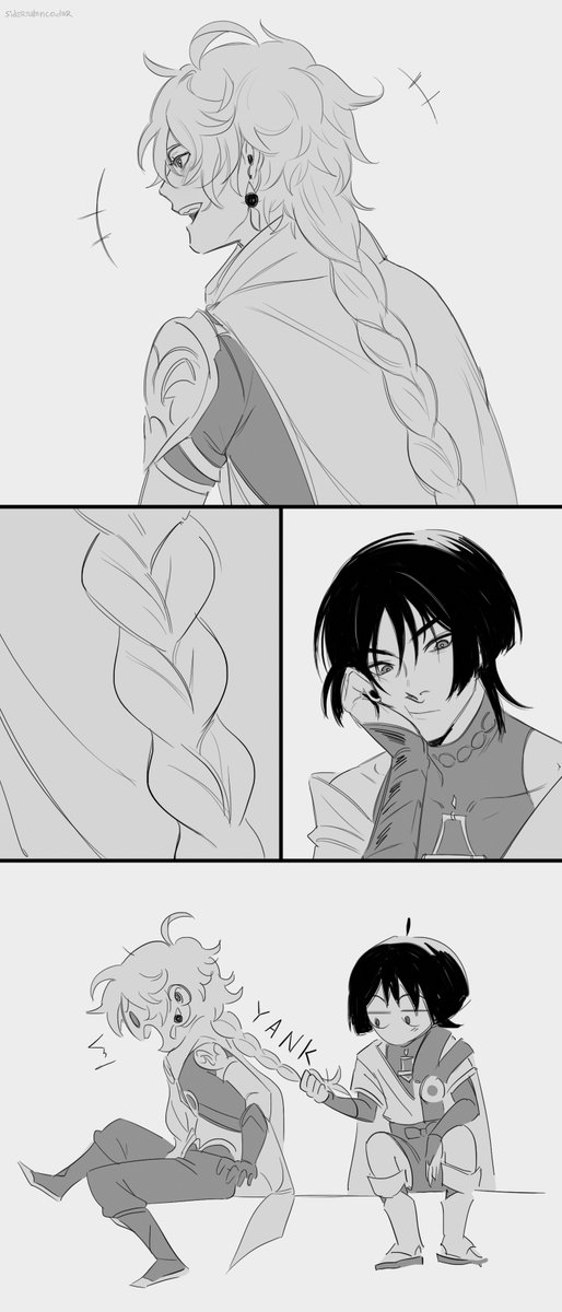 siderealEncoder's tweet photo. #GenshinImpact #ScarAether 

If he tugs on your hair it means he probably likes you (тм)

🐱 airbending part is in The Backrooms (bio) https://t.co/MlfO25xXM5