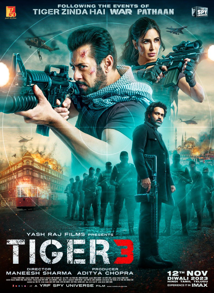 taran_adarsh's tweet photo. SALMAN KHAN - KATRINA KAIF - EMRAAN HASHMI: ‘TIGER 3’ TRAILER IS DHAMAKEDAAR, ZABARDAST… This is what masses want to watch on the #BigScreen: Their favourite superstar in an out-and-out action, massy avatar… #SalmanKhan started the #SpyUniverse with #EkThaTiger and he returns, in full glory, with #Tiger3.

#Tiger3Trailer 🔗: https://t.co/2e4MxSIzOA

#Tiger3 arrives in *cinemas* on [Sunday] 12 Nov 2023. #Diwali2023 #YRFSpyUniverse