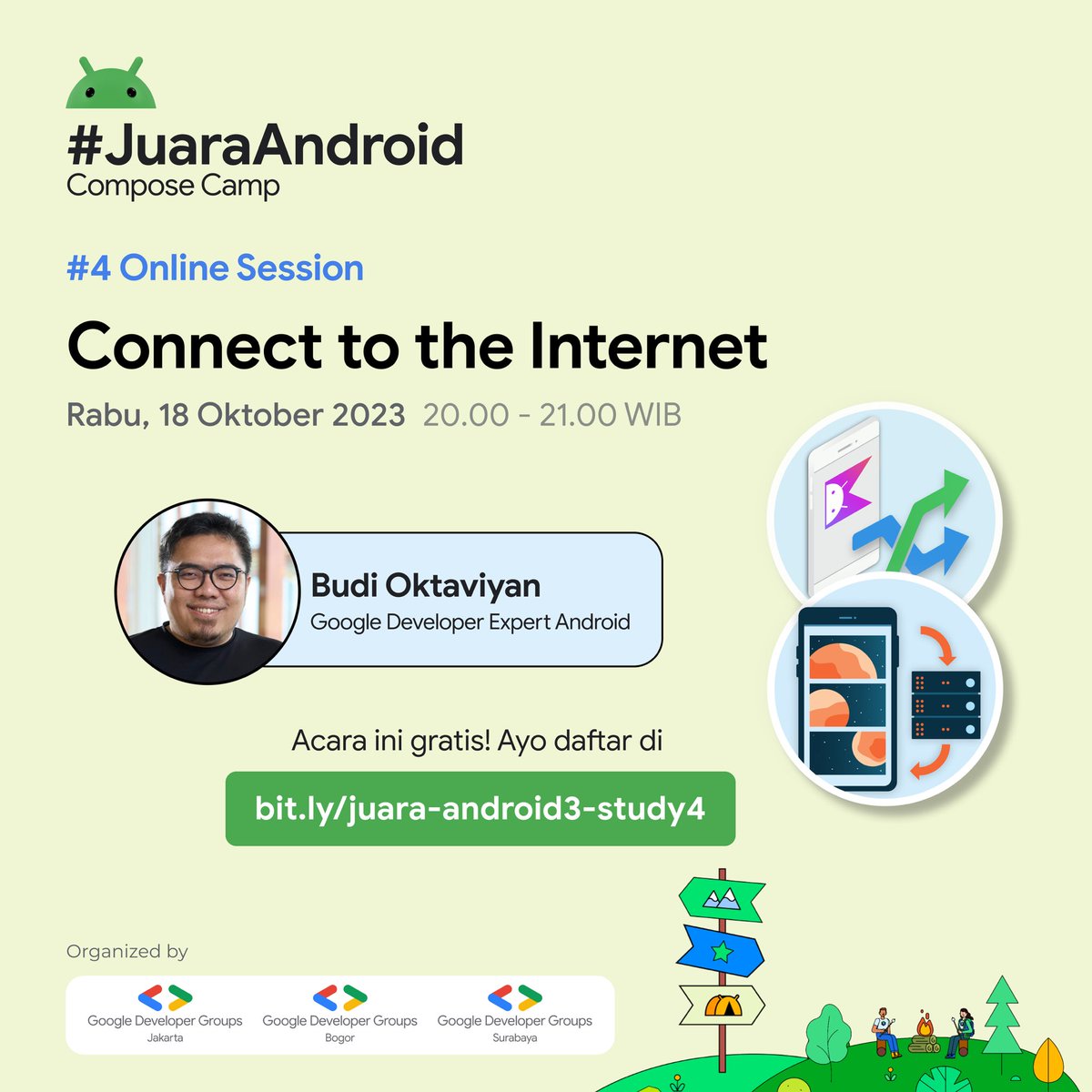 juaraandroid's tweet photo. Emang boleh seambis ini ngejar #JuaraAndroid nya? Boleh dong!

Di sesi berikut ini, kamu akan belajar unit pada Juara Android melalui Compose Camp bersama @budioktaviyans yang akan membahas

Unit 5: Connect to the internet (2 pathways) https://t.co/eLjGx17cgL