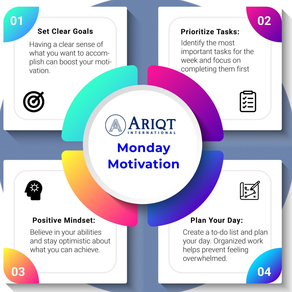 AriqtGlobalTech's tweet photo. Embrace the Week with Monday Motivation! 💪🌟

@AriqtIntl | @rupeshwitter | @iarunpaul | @THubHyd 

#ariqt #Monday #MondayMotivation #NewWeek #positivemindset #PositiveVibesOnly #Twitter https://t.co/KDiErtXmzt