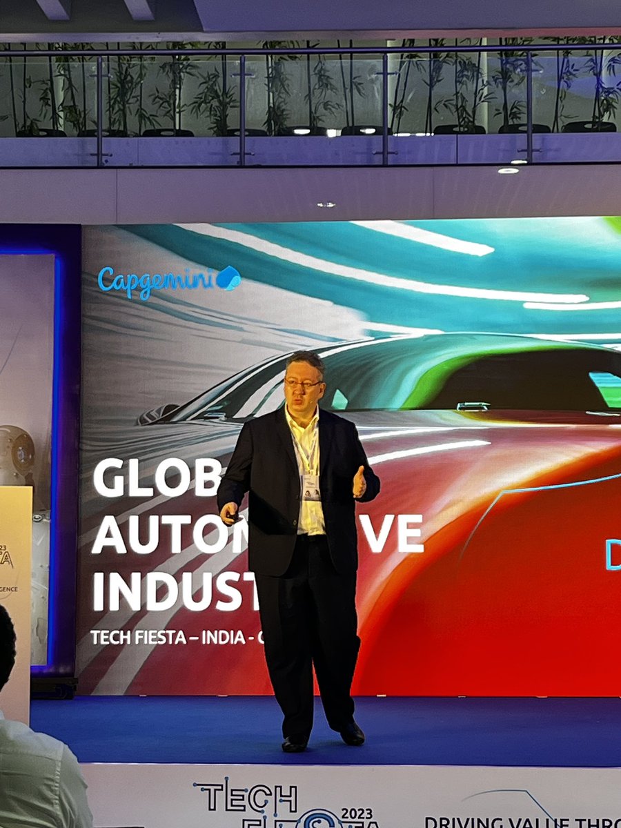 CapgeminiIndia's tweet photo. Redefining our priorities for IT and Engineering in a glimpse for the Mumbai #TechFiesta2023 attendees, Jean-Marie Lapeyre, EVP &amp; Chief Technology and Innovation Officer, Global Automotive Industry, Capgemini, shares a peak into our upcoming investments for the Automotive sector. https://t.co/KtdXdJ2KZY