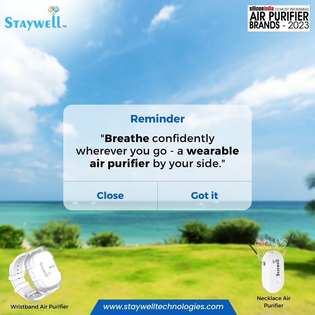 'Always remember, breathe confidently no matter where you are with a wearable air purifier by your side.'
.
|| SHOP TODAY from Amazon or Flipkart or
Company website:💻  staywelltechnologies.com
.
.
#reminder #confident #airpurifier #wearable #wearableairpurifier #healthylungs