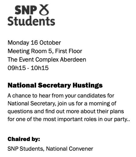 Join us at conference today, at 9:15am in Meeting Room 5, for our National Secretary Hustings! This is our chance to hear from your candidates before you cast your all-important vote! See you there!