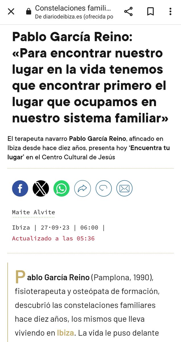 Un osteópata y fisioterapeuta afincado en #Ibiza ha publicado un libro sobre las Constelaciones Familiares. Y medios como <a href="/Noudiari/">Noudiari.es</a> y <a href="/Diario_de_ibiza/">Diario de Ibiza</a> lo divulgan. Pero... ¿aún no se han enterado? Lean: x.com/vaiconDios/sta…
#StopPseudociencias <a href="/apetp_/">apetp</a> <a href="/StopPseudo/">Stop Pseudociencias</a> <a href="/CSanzAndrea/">Carlos Sanz Andrea</a>