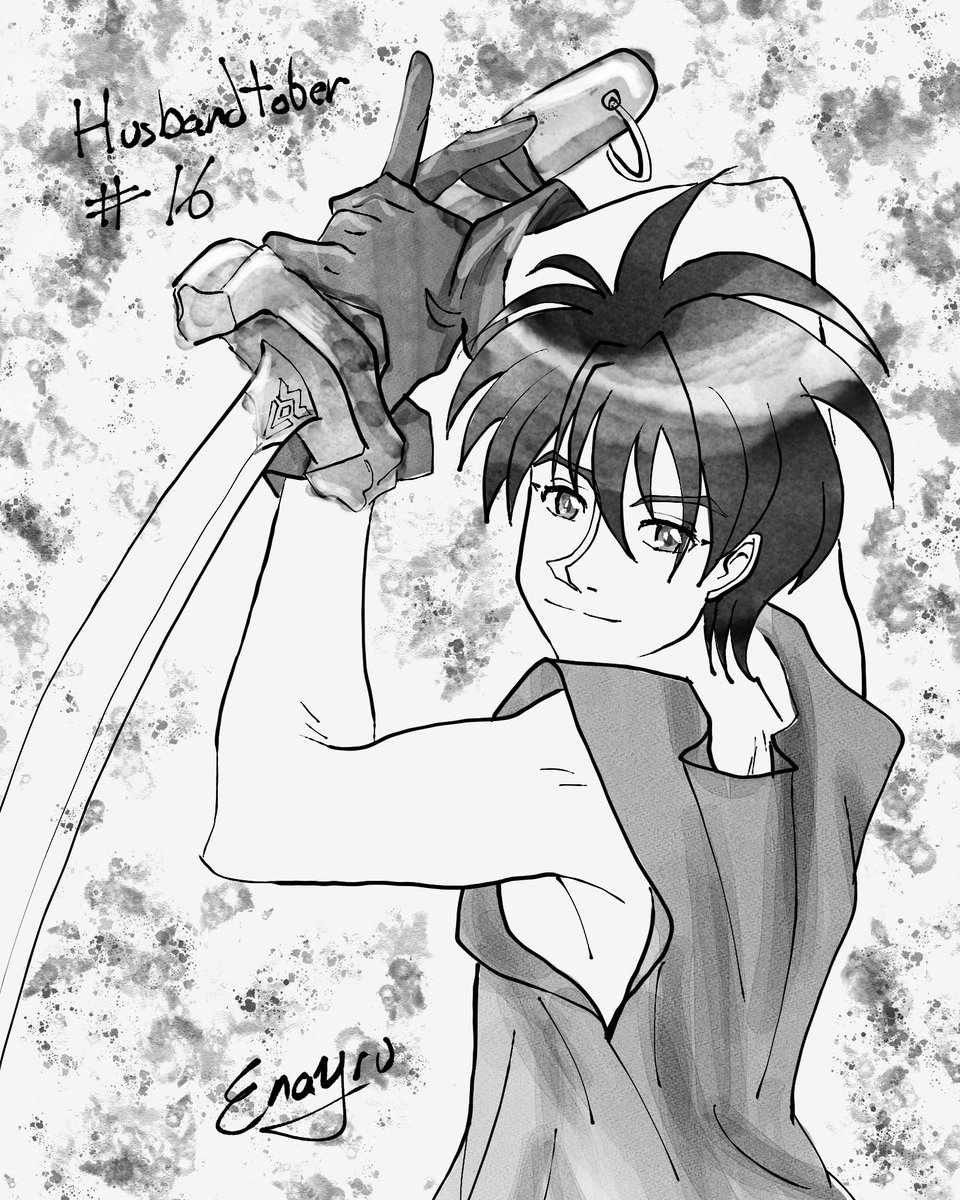 Enayru's tweet photo. #retodearte #artchallenge #drawchallenge #dibujodigital #digitalart #fanart #artistsoftiktok #artista #husbandtober #husbandtober2023 #digitalink #inktober #inktober2023 #husbando #vanfanel #van #escaflowne #RYUJIN https://t.co/NtUBMdch0p