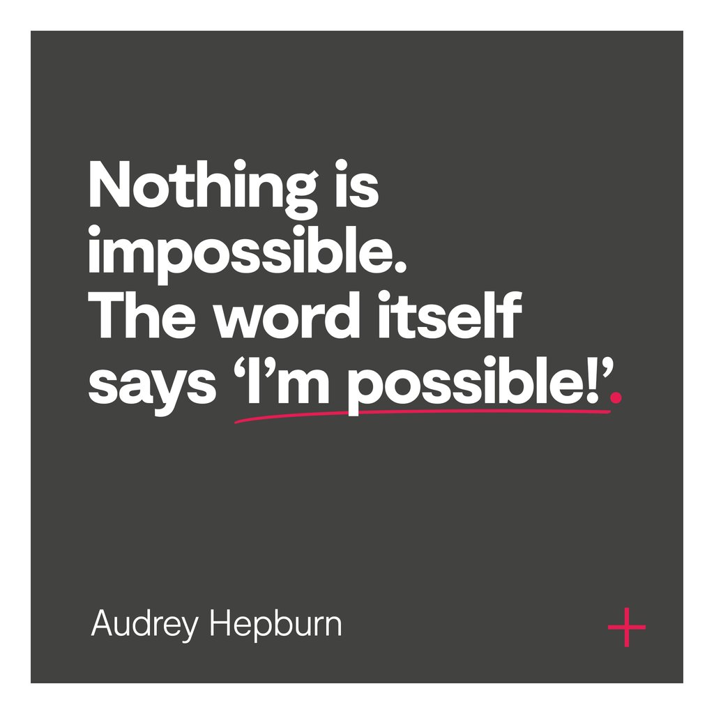 weare418's tweet photo. Kickstarting Monday with Audrey Hepburn's wisdom: 'Nothing is impossible. The word says I'm possible!' 🚀 

Let's conquer the week! 

#418MakesItHappen #MondayMotivation #AudreyInspires #NewWeekGoals https://t.co/F9HzSefhW2