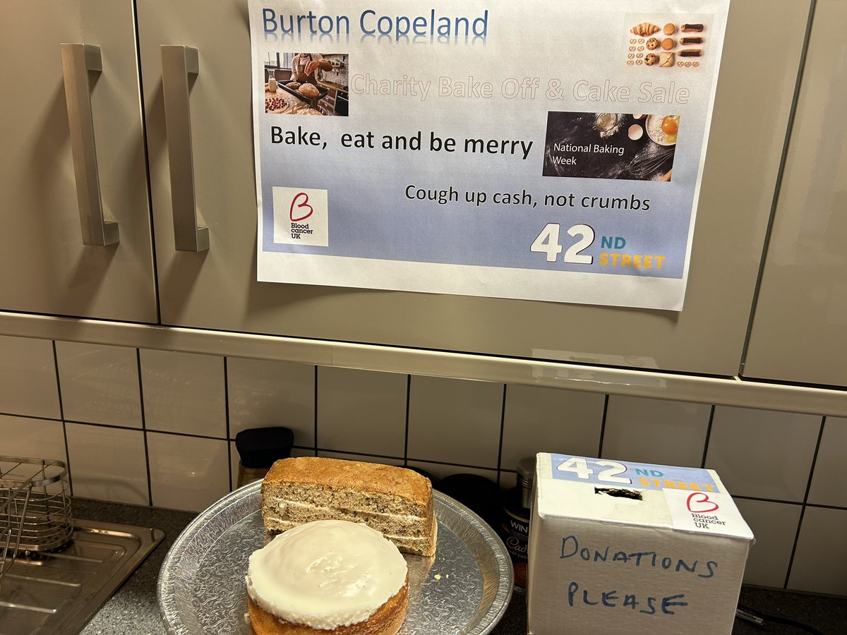 BurtonCopeland's tweet photo. The fist entries have arrived for our charity bake off and cake sale for #NationalBakingWeek raising money @bloodcancer_uk and @42ndStreetmcr https://t.co/dtBKnenl0s