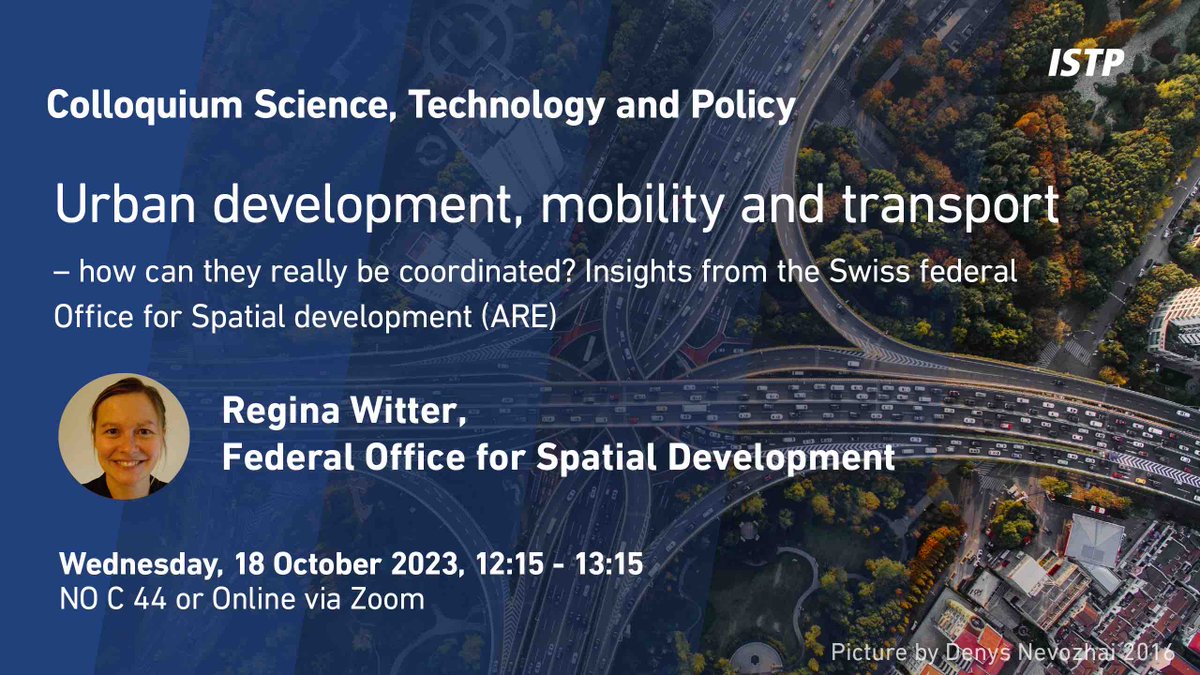 istp_eth's tweet image. This Wed, October 18, at #ISTPcolloquium, Regina Witter will explore ARE&apos;s efficient #TransportStrategies, addressing #SocialSegregation and #UrbanSprawl challenges. Don&apos;t miss these insights! Register for Zoom link: u.ethz.ch/ndpXO more: u.ethz.ch/eIDxQ