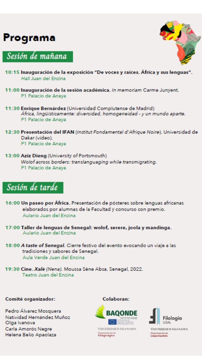 BAQONDE (@baqonde) on Twitter photo The African Language Day @FililogiaUsal highlights the language & vibrant culture of Senegal! <a href="/usal/">Universidad de Salamanca</a> <a href="/FundacionAreces/">FundaciónRamónAreces</a> <a href="/baqonde/">BAQONDE</a> <a href="/Casaafrica/">Casa África</a> <a href="/EmbEspSenegal/">EmbEspSenegal</a> <a href="/Casaafrica/">Casa África</a> <a href="/FestivalWallay/">Festival Wallay! de cine africà de Barcelona</a> #wolof #serere #mandinga #Senegal The African Language Day @FililogiaUsal highlights the language & vibrant culture of Senegal! <a href="/usal/">Universidad de Salamanca</a> <a href="/FundacionAreces/">FundaciónRamónAreces</a> <a href="/baqonde/">BAQONDE</a> <a href="/Casaafrica/">Casa África</a> <a href="/EmbEspSenegal/">EmbEspSenegal</a> <a href="/Casaafrica/">Casa África</a> <a href="/FestivalWallay/">Festival Wallay! de cine africà de Barcelona</a> #wolof #serere #mandinga #Senegal