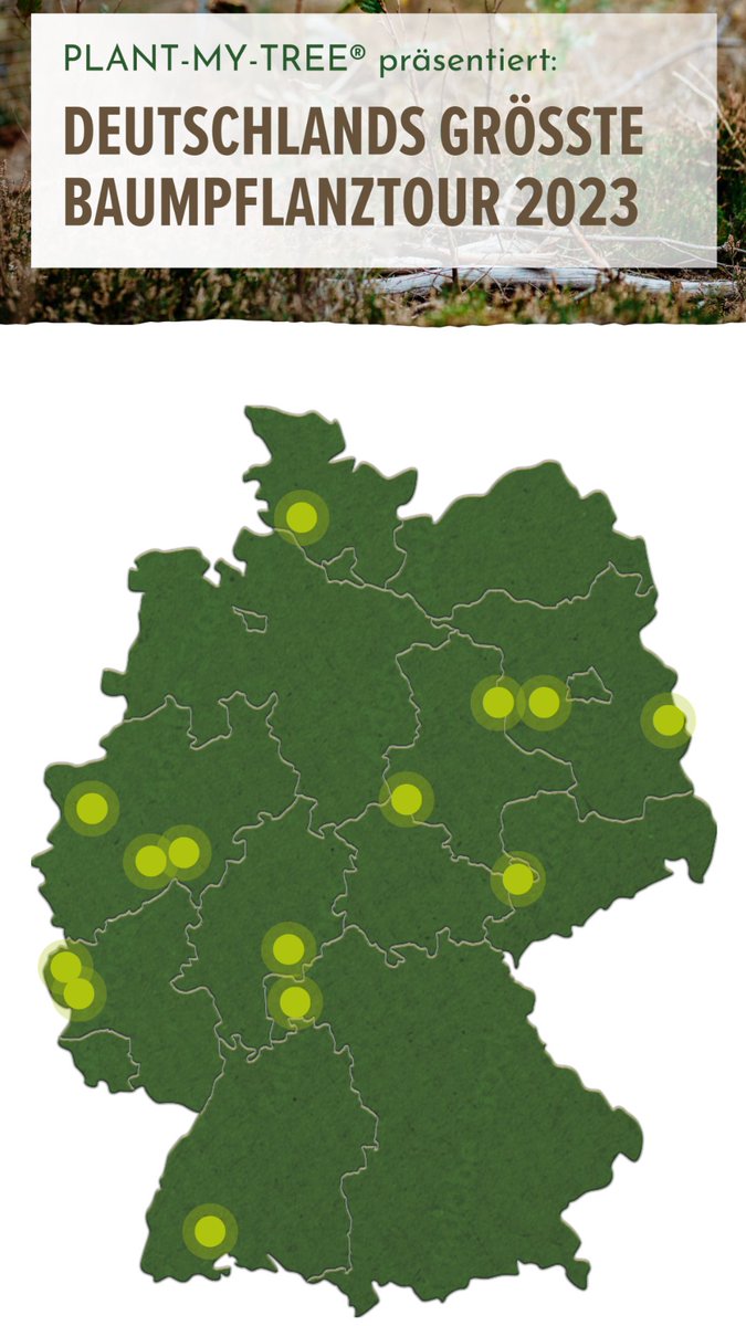 »Für alle. Mit allen. Deutschlands größte Baumpflanztour.«

GEMEINSAM GROSSES BEWIRKEN mit  PLANT-MY-TREE!

Mehr Infos und genaue Tourdaten 👇
plant-my-tree.de/baumpflanz-tou…