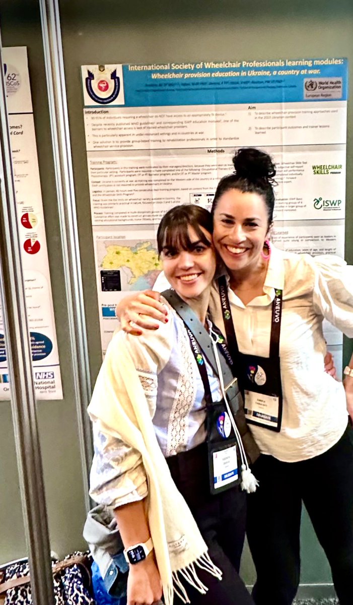 ISWPorg's tweet photo. Amira Tawshy, ISWP's Capacity Building and Workforce Committee chair, and Kseniia Dieieva, WHO's Rehabilitation Training Coordinator, at the 62nd International Spinal Cord Society Annual Scientific Meeting (#ISCoS2023) last week (1/3) https://t.co/J0FpfIyfyf