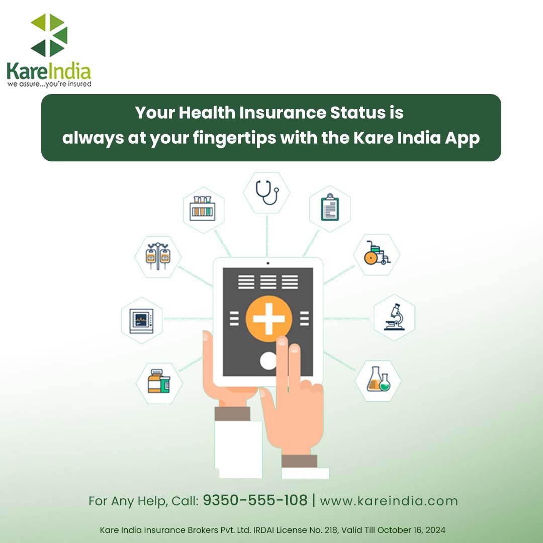 Your Health Insurance Status is always at your fingertips with the Kare India App
☎ Call:  +91 120- 456 -0064
🌐 Visit: buff.ly/3XuitqX
#kareindia #insurancebroker 
#KareIndiaApp #HealthInsuranceCoverage #InsuranceStatus
#DigitalHealthcare #InsuranceApp