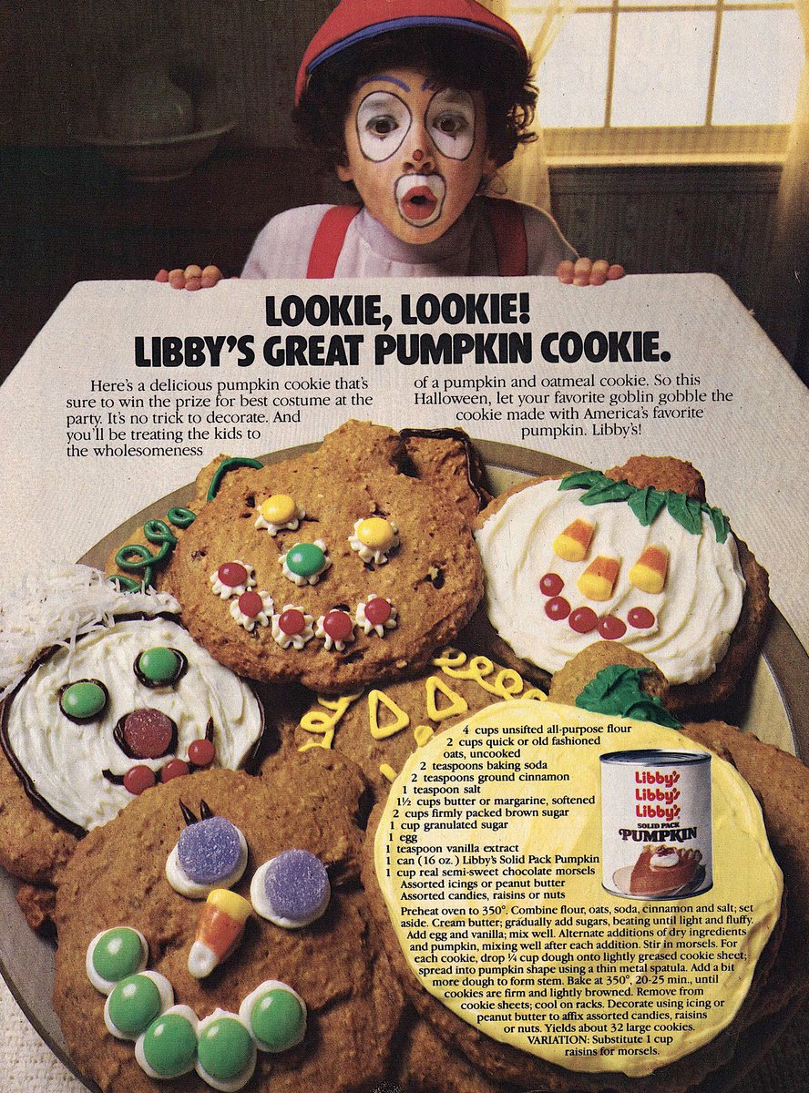 🎃1985 Retro Ad:

— Libby’s Pumpkin Cookies