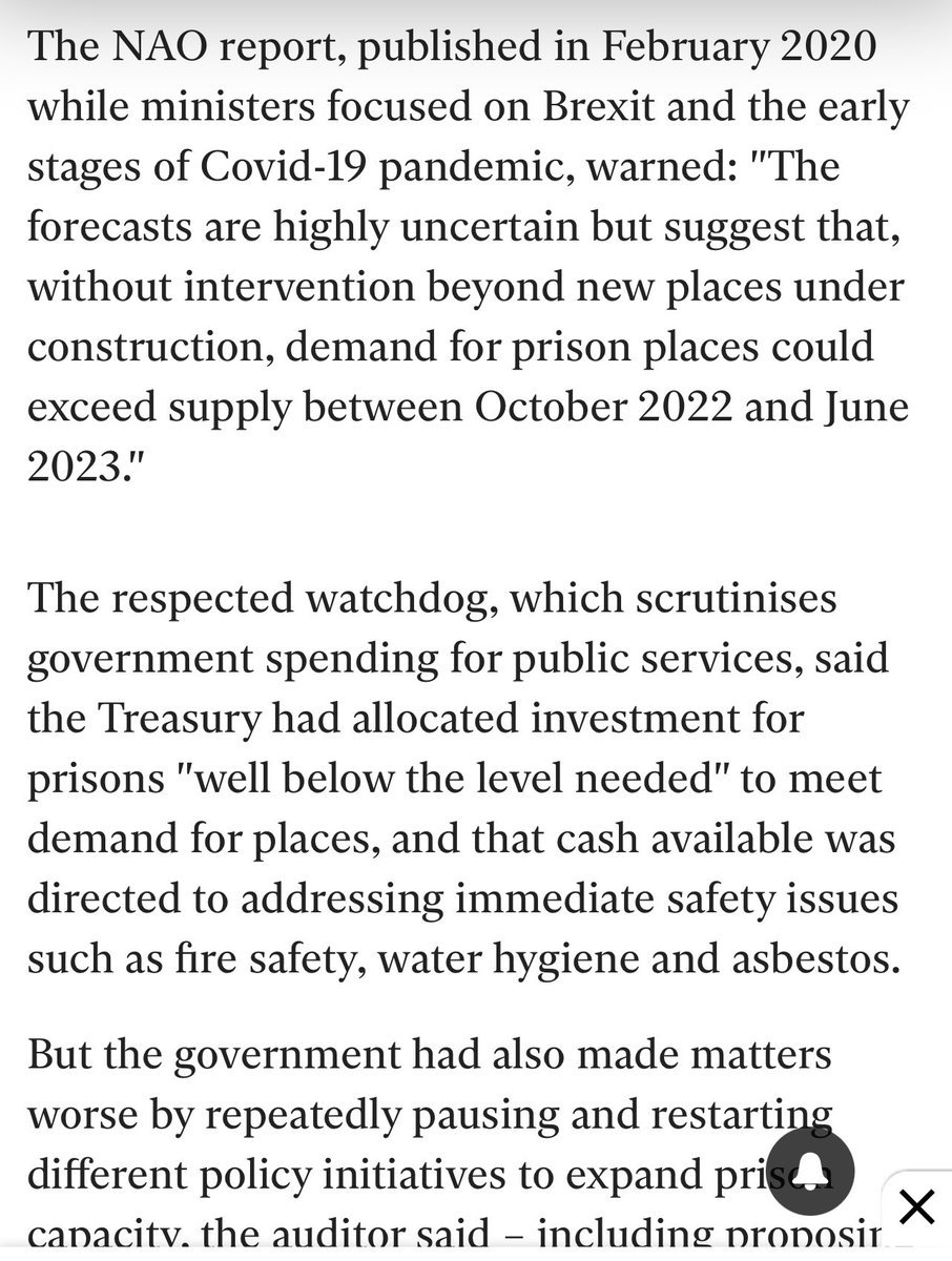 carolvorders's tweet photo. PRISONS' CRISIS 
⁦@NAOorguk⁩ warned Rishi Sunak (Chancellor)⁩ 3 yrs ago prisons would run out of space in 2023

Tories changed funding policy 4 times in 2016/18
Prisons closed
"Private funding" not working

More "40 new hospitals" fantasy?

Pls don't vote Tory this wk 🙏🏼 https://t.co/JtpUfj7MGT