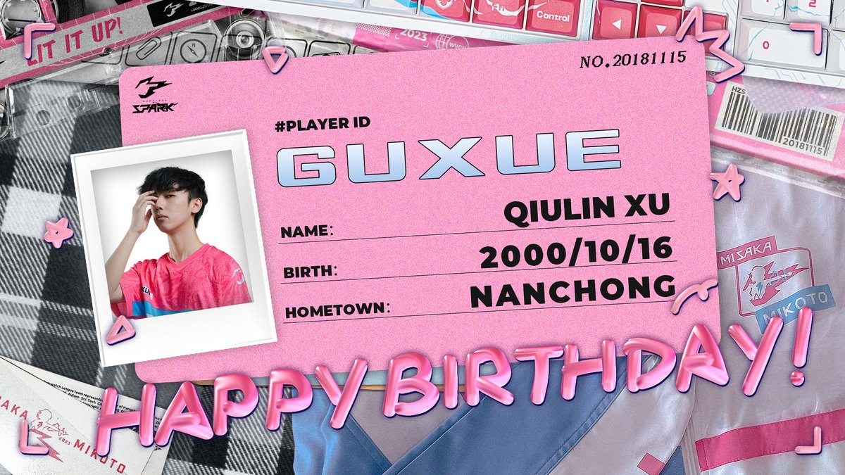 Today we celebrate the birthday of Qiulin 'Guxue' Xu! 🎂 Wish our OG member another happy year and can't wait to see his god-tier Winston performance in the upcoming OWWC! #OWL2023 | #LITITUP | #SparkIt | #HangzhouSpark