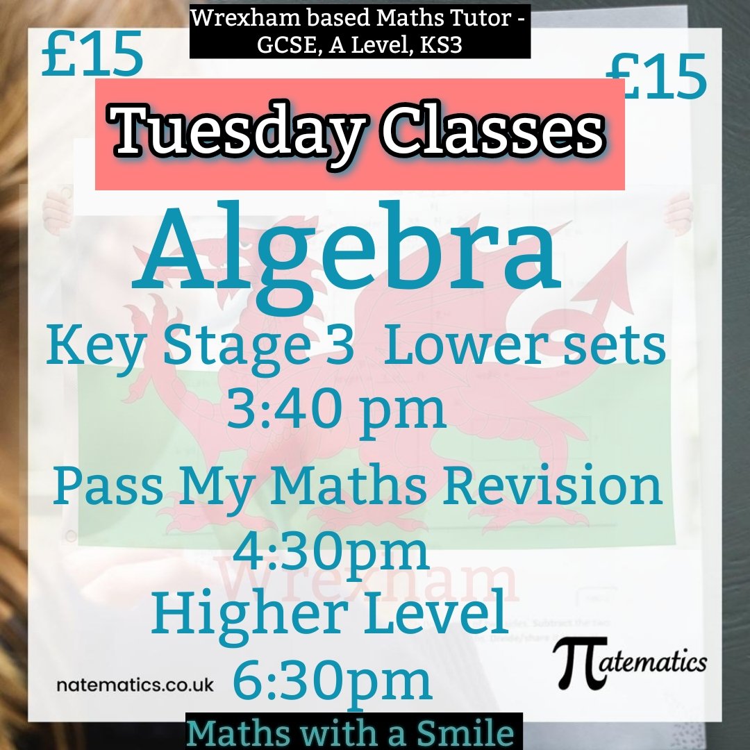 Natematics's tweet image. All my Tuesday Maths classes are focusing on Algebra.

Taking the GARBLE out of ALGEBRA and let&apos;s start at the beginning with A
#mathsrevision #halfterm #Leicester £15  per student .
Great for those with #gcse exams coming soon.