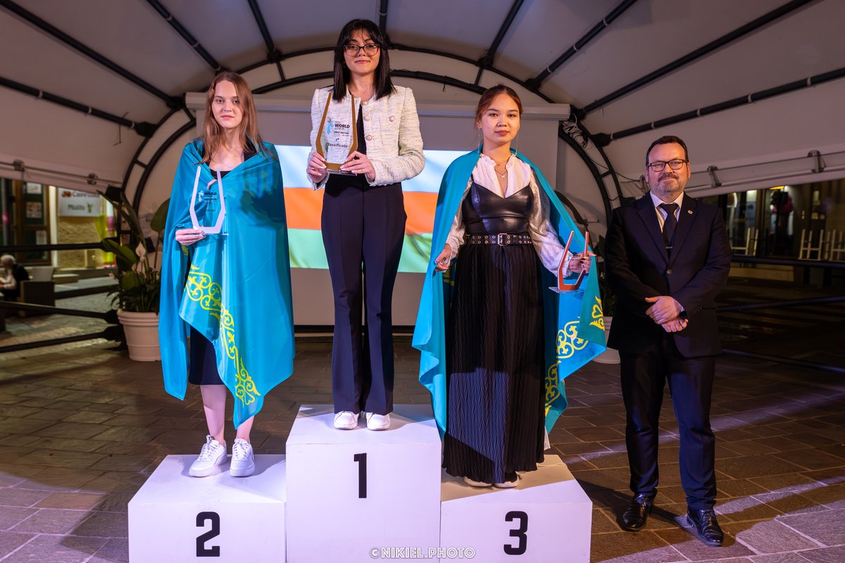 FIDE_chess's tweet photo. The FIDE World Junior Rapid & Blitz Championship officially concluded yesterday with the closing ceremony. #YouthChess

Congratulations to the winners! 👏

Rapid - Juniors 
🥇 Raunak Sadhwani 🇮🇳 
🥈 Arseniy Nesterov
🥉 Dimitris Alexakis 🇬🇷

Rapid - Girls U20
🥇 Govhar Beydullayeva 🇦🇿 
🥈 Xeniya Balabayeva 🇰🇿 
🥉 Zeinep Sultanbek 🇰🇿 

Blitz - Juniors 
🥇 Mahammad Muradli 🇦🇿 
🥈 Raunak Sadhwani 🇮🇳 
🥉 Arystan Isanzhulov 🇰🇿 

Blitz - Girls U20
🥇 Xeniya Balabayeva 🇰🇿 
🥈 Amina Kairbekova 🇰🇿 
🥉 Govhar Beydullayeva 🇦🇿 

The farewell to this unforgettable championship was celebrated in Pula’s main square in the presence of local authorities. All attending the closing ceremony enjoyed a live performance by an internationally renowned tenor, Alessandro Goldoni.

📷 https://t.co/4jwBzETtDJ