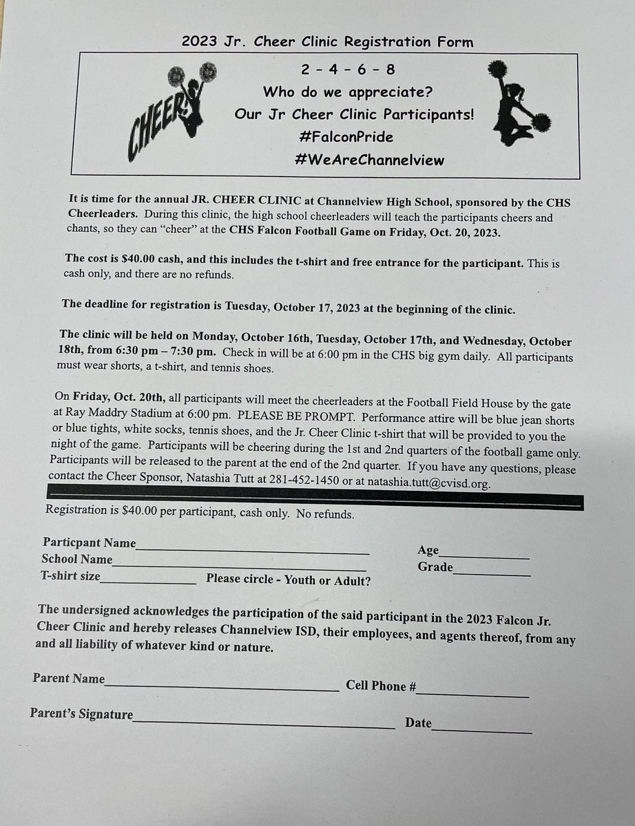 CV Falcon Cheer (@cvfalconcheer) on Twitter photo Don't forget to register your child for the Jr. Cheer clinic!!  You still have time...see you later!  Go Falcons!! Don't forget to register your child for the Jr. Cheer clinic!!  You still have time...see you later!  Go Falcons!!