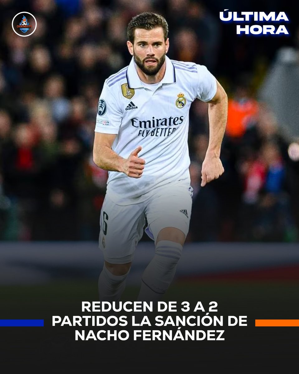 elchiringuitotv's tweet photo. 🚨 El Comité de Apelación reduce de 3 a 2 partidos la sanción de Nacho Fernández.

😮 Podría jugar 'El Clásico'. https://t.co/DztUwFKmpf