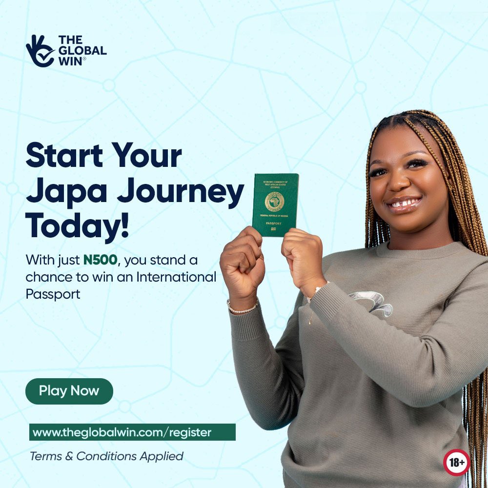 Divineze's tweet photo. The first step to leaving Nigeria 🇳🇬 is getting an international passport. 

With just N500, stand a chance to win an International Passport courtesy of @theglobalwinng 

HOW TO PLAY

Sign up here: https://t.co/5wnv7DqaPd and get your unique link

Register for free, and purchase your Tickets 🎫 for the raffle   

The more you play, the higher your chances of winning!

 #TheGlobalWin #TheGlobalWinDraw"