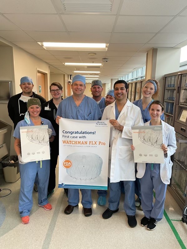 Congratulations to Dr. <a href="/marok_raj/">Raj Marok</a> and the cath lab, research, sonographer, and anesthesia teams on performing the first new and improved WATCHMAN FLX Pro procedure in Michigan!