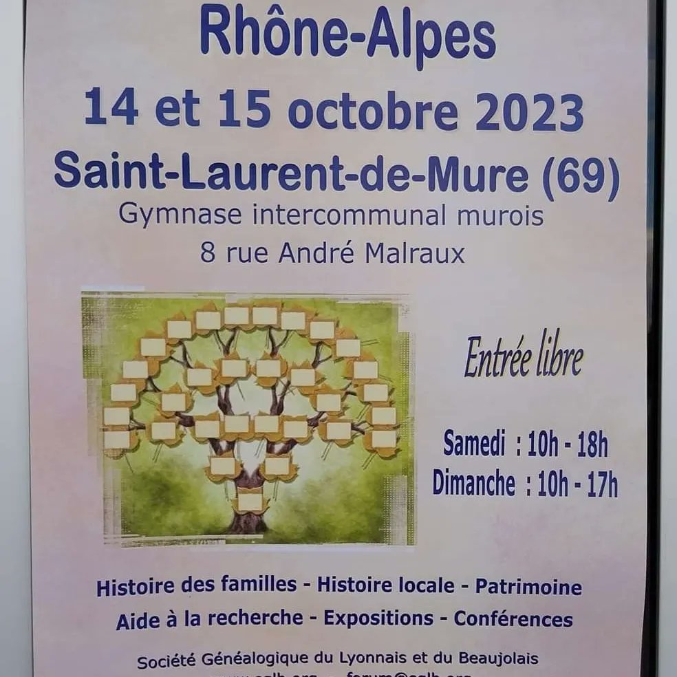 ChassieuStory's tweet photo. Découverte ce week-end du 8ème forum de #Généalogie Rhône Alpes organisé par la #SGLB à Saint Laurent de Mure.
La #généalogie, c'est partir à la découverte de ses racines, de ses origines pour découvrir mille et un secrets oubliés de famille, un trésor inestimable… https://t.co/NkyfruoUqO