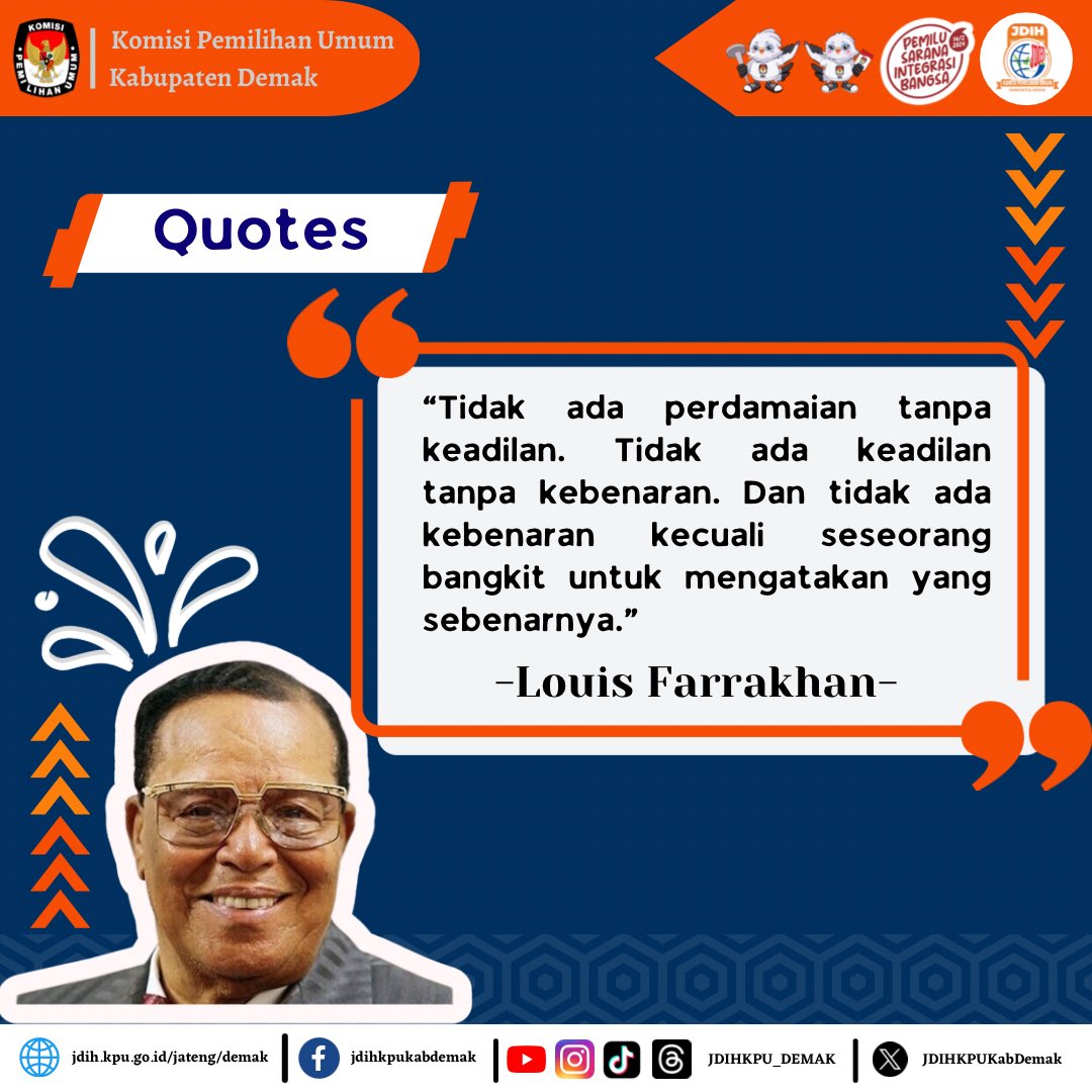 JDIHKPUKabDemak's tweet photo. Hai sobat JDIH
Bertemu lagi dalam rubrik Quotes
Kali ini ada Quotes dari Louis Farrakhan, simak postingan Ko min ya https://t.co/byyXxScJTU