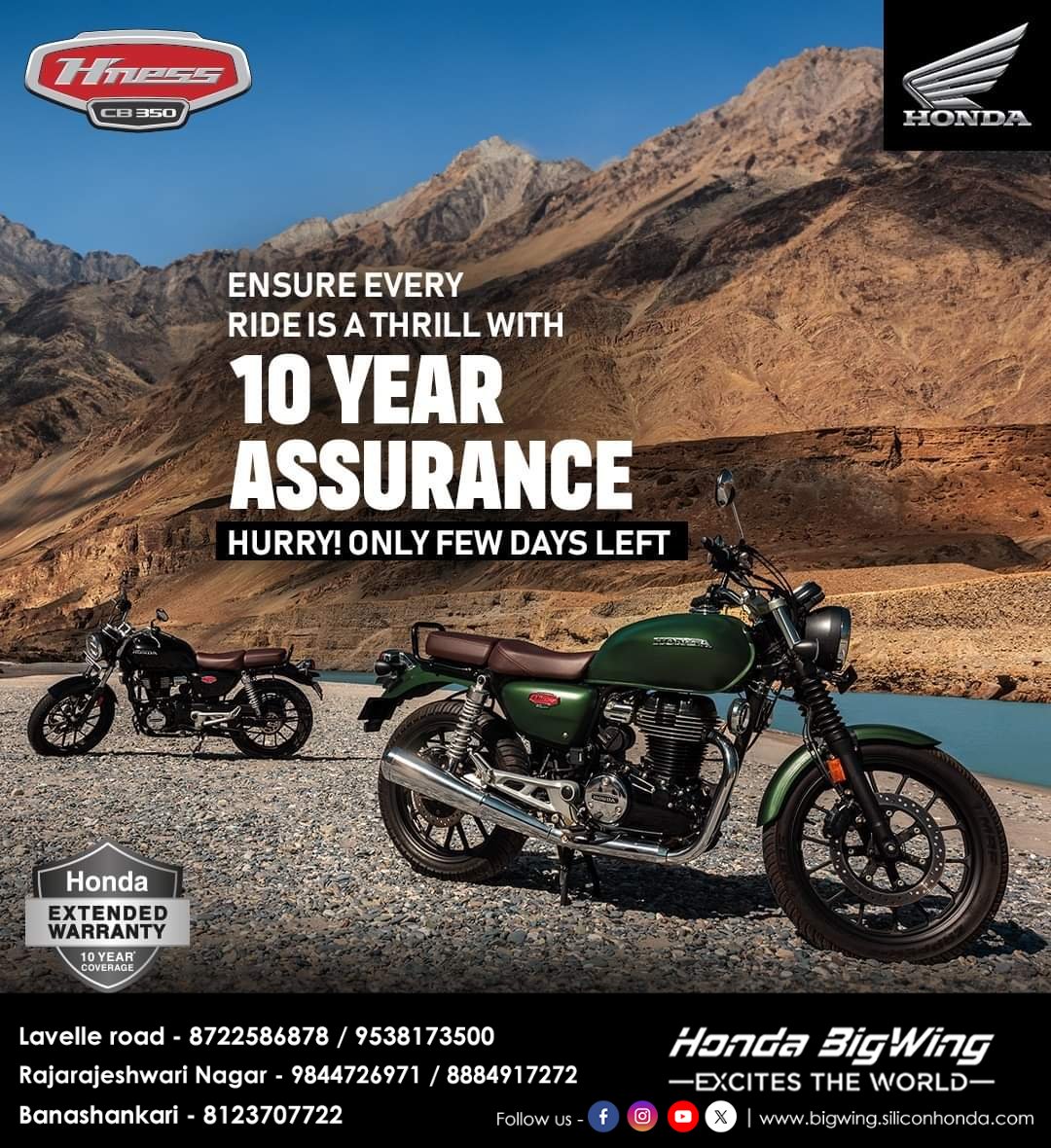 honda_bigwing's tweet image. Rev up your ride with #HnessCB350 and experience the ride of a lifetime! ​
The time is now to avail 10 years of assurance for the first 10,000 new customers. Hurry now and head to the nearest #HondaBigWing experience center to know more.​
#HondaBigWingIndia #YourHighness