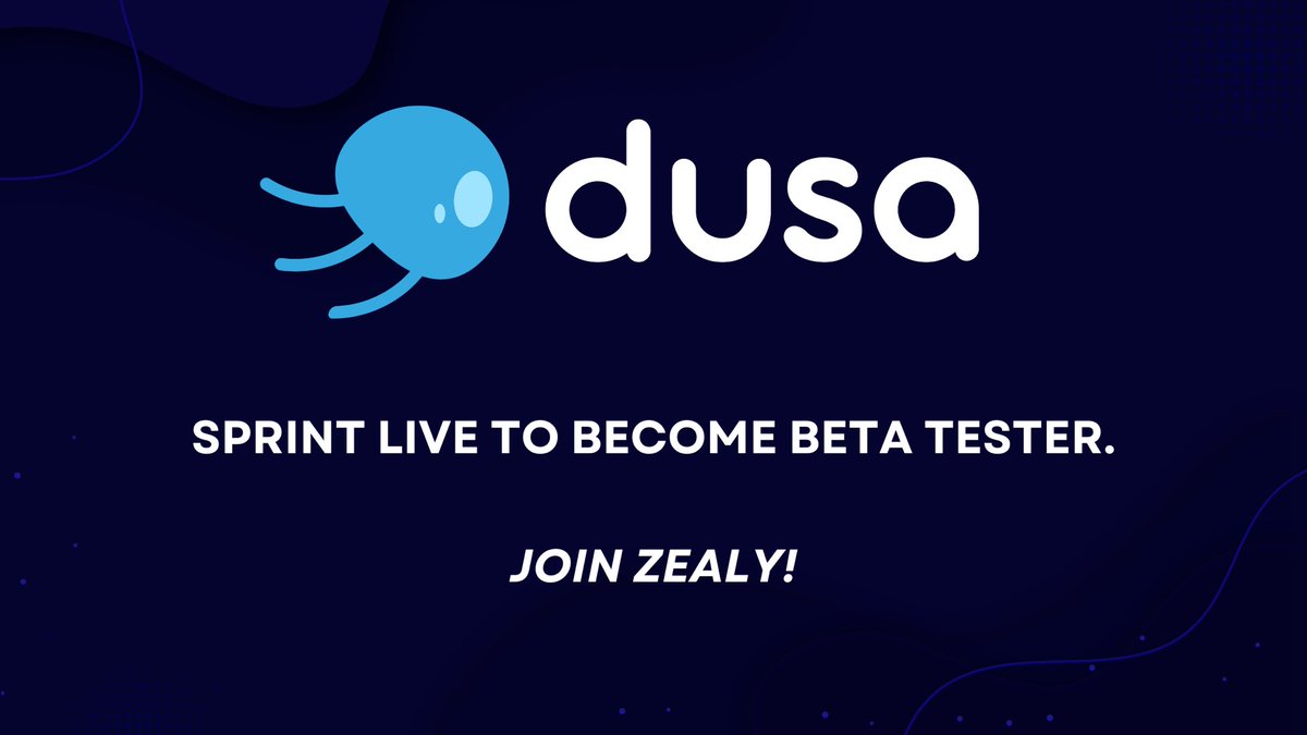 Zealy Sprint is now live 🎁

This sprint is about recruiting beta testers (3rd generation) for our future beta testing.

Dusa has already 200 beta testers (1st, 2nd generation) 🪼