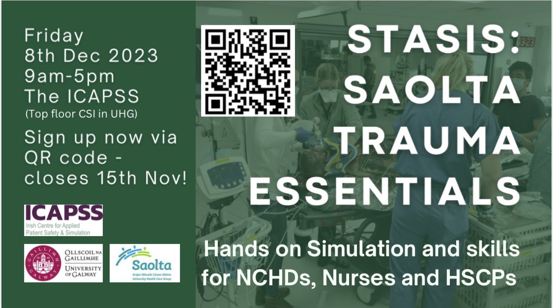 STASIS course: Trauma essentials for trauma units We are aiming to provide a multidisciplinary,speciality transcending course. We have had phenomenal interest already, but keen to get as much diversification as possible. Sign up through the link or contact me for info