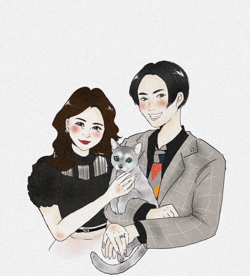 prehanata's tweet photo. 知り合ったイラストレーターさんに家族イラストを描いて頂きました！

愛猫が来て、家族愛が芽生えました。

このイラストに血の繋がった子が入るのが待ち遠しい、、

ウチの嫉妬キャットが弟をちゃんと受け入れてくれれば良いのだけれど、、 https://t.co/zg5wodv8rM