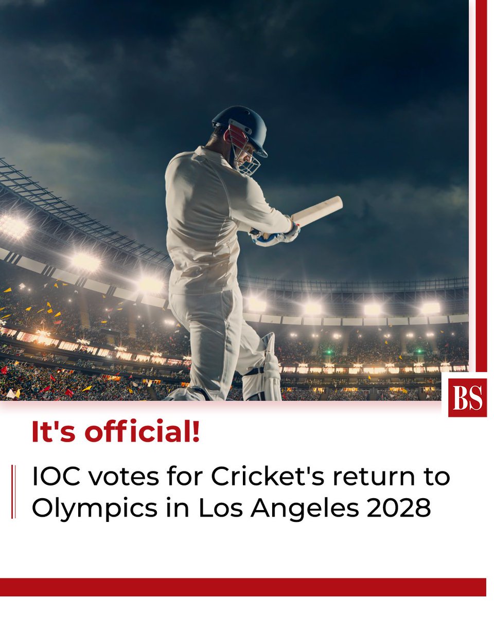 bsindia's tweet image. #Cricket was on Monday officially included in the programme for the 2028 Los Angeles, marking the sport's return to the #SummerGames after 123 years. 

Read here to know more: mybs.in/2cIYmxr

#cricket #LosAngelesOlympics #Olympics