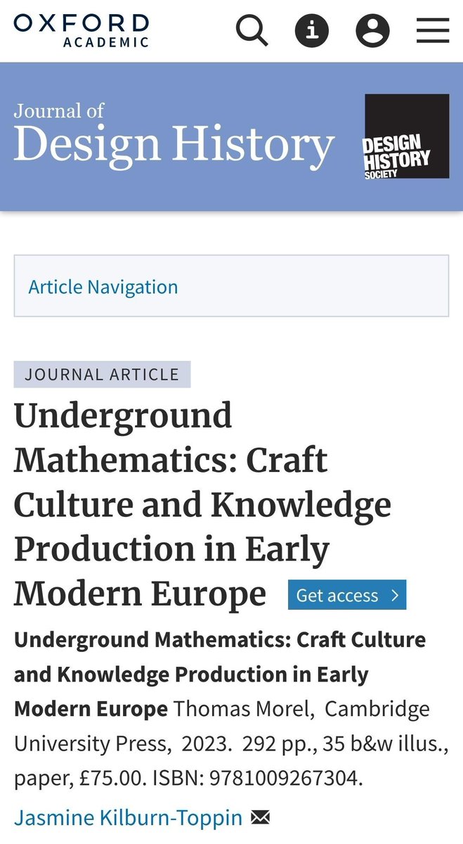 Thomas__Morel's tweet photo. "One of the key strengths of Morel’s book is the fantastically rich impression of the practices and worldview [...] This is undoubtably testament to Morel’s skills as a historian" 😊Thanks Jasmine for this glowing review of #UndergroundMathematics in the @JoDesignHistory! https://t.co/sFEVbwOss4