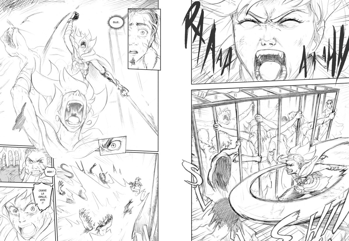 Deuxième gros changement de ce premier chapitre, une autre double page ! Même objectif, donner plus d'impact !