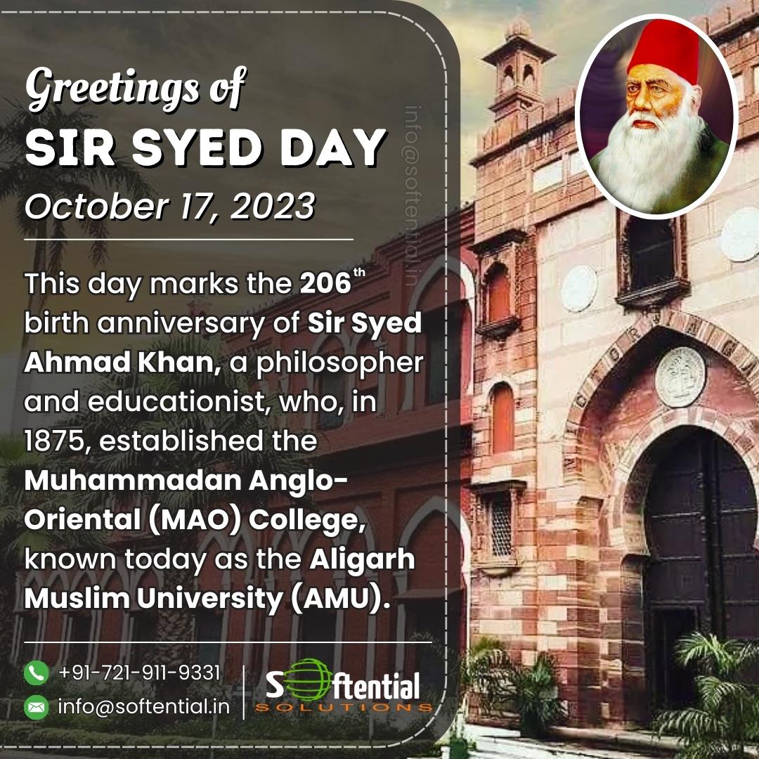 SoftentialSolut's tweet photo. Softential Solutions commemorates the birth anniversary of Sir Syed Ahmad Khan, a visionary of modern education in India. His relentless efforts in 19th century laid the foundation for educational reforms and the Aligarh movement. His legacy continues to inspire generations. https://t.co/lyJzZeS2nw