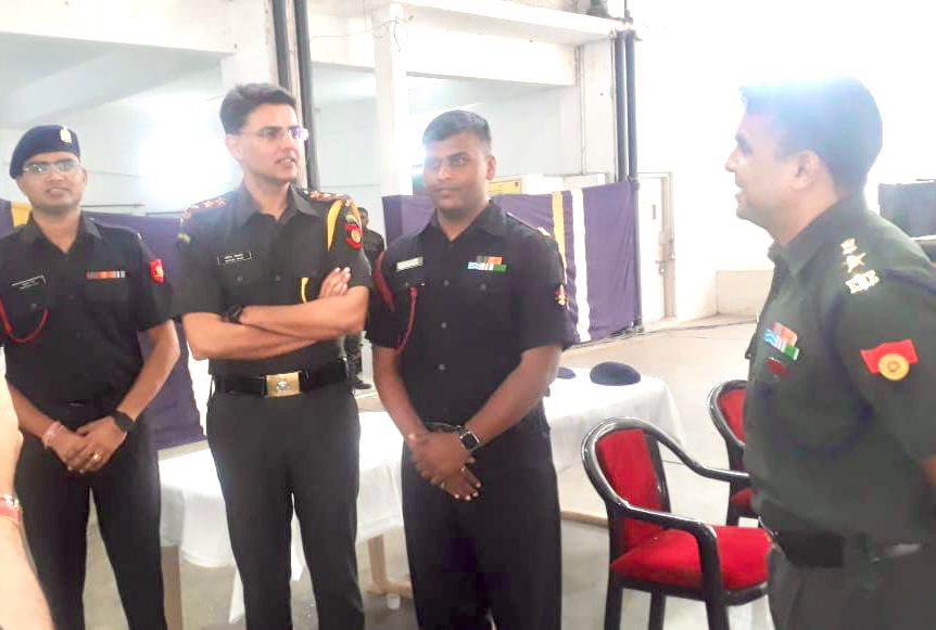 SachinPilot's tweet photo. This afternoon, with fellow army officers and colleagues, at the New Delhi Cantonment HQ. https://t.co/qahmeavH7O