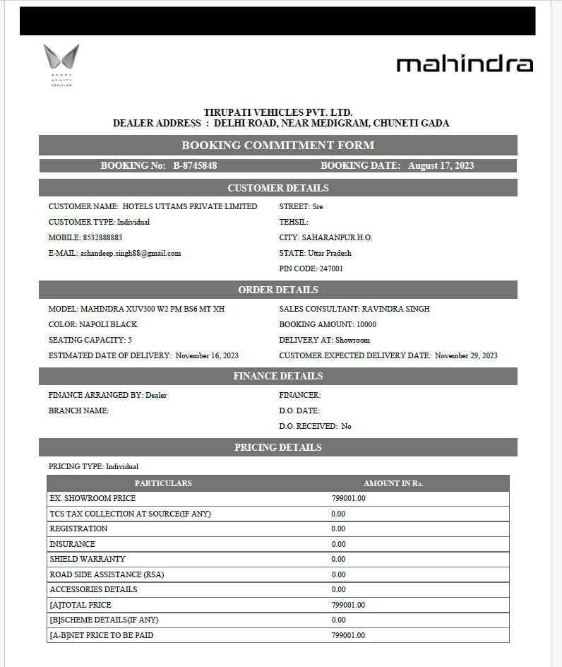 ashandeep88's tweet photo. @anandmahindra @18002096006 DEAR TEAM MAHINDRA PLEASE LET US KNOW THE DELIVERY DATE OF MY BOOKING ID OTF24B000710 OF XUV 300 W2 BLACK COLOUR  AS BOOKED CAR LAST 2 MONTHS AGO &amp; STILL HAVEN'T RECIEVED THE DELIEVERY DATE FROM MAHINDRA OFFICIALS https://t.co/n0qC918GgQ